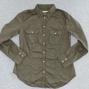 Denim Co. Pearl Snap Shirt Women's 4 Green‎ Button Up Long Sleeve Western Cotton